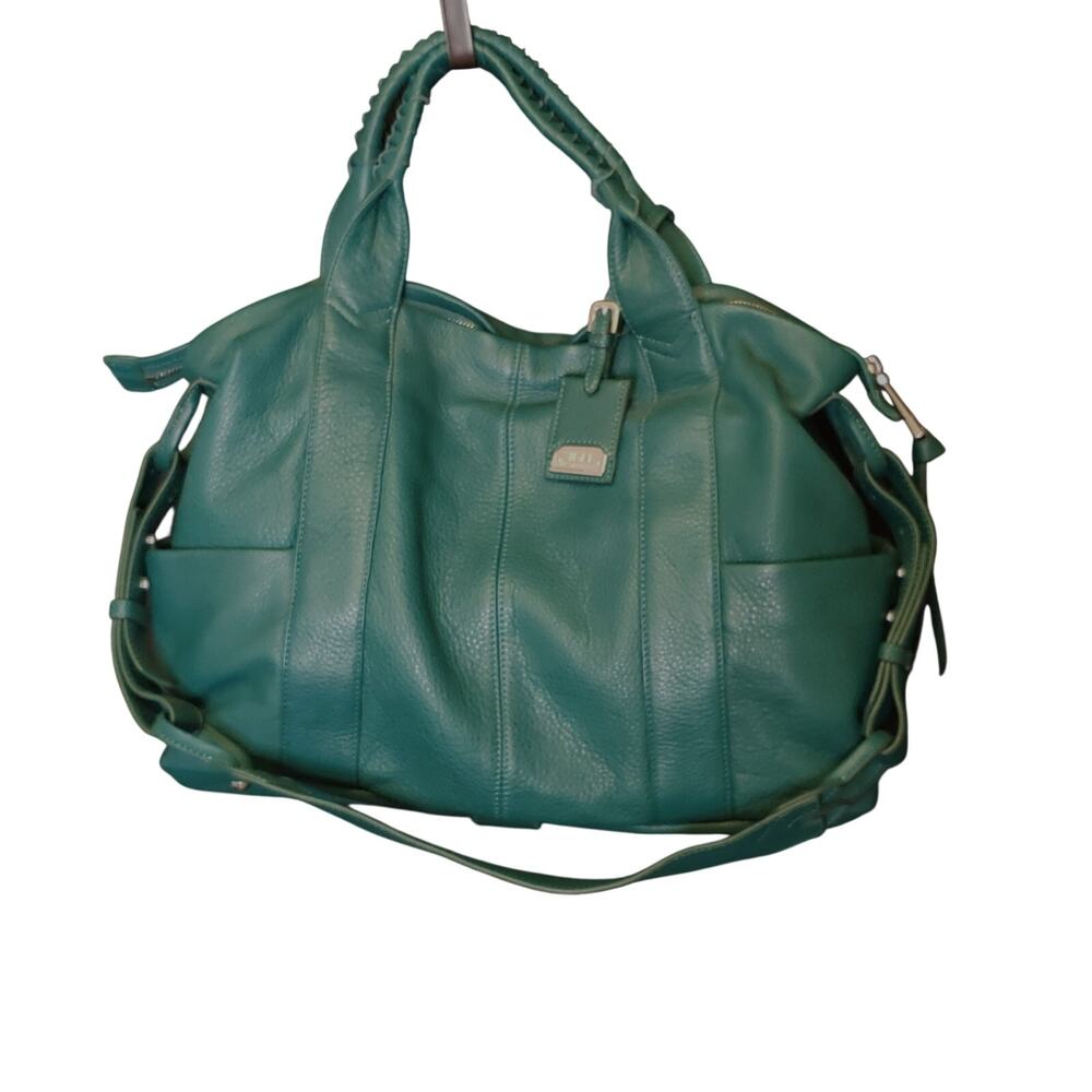 Aimee Kestenberg green leather top handle satchel bag.